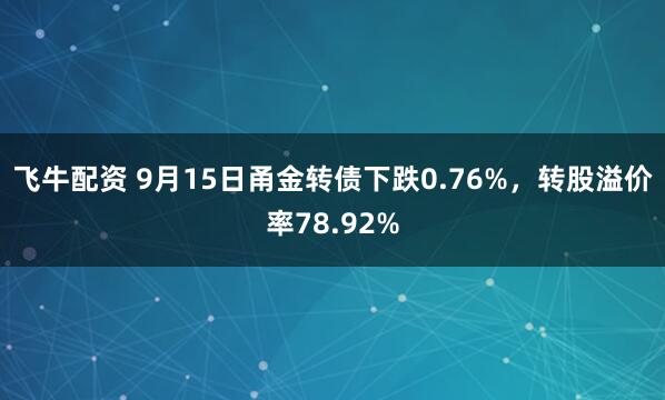 飞牛配资 9月15日甬金转债下跌0.76%，转股溢价率78.92%